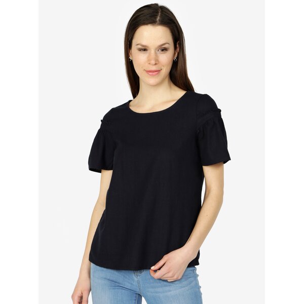 Tricou bleumarin cu adaos de in - VERO MODA Asta