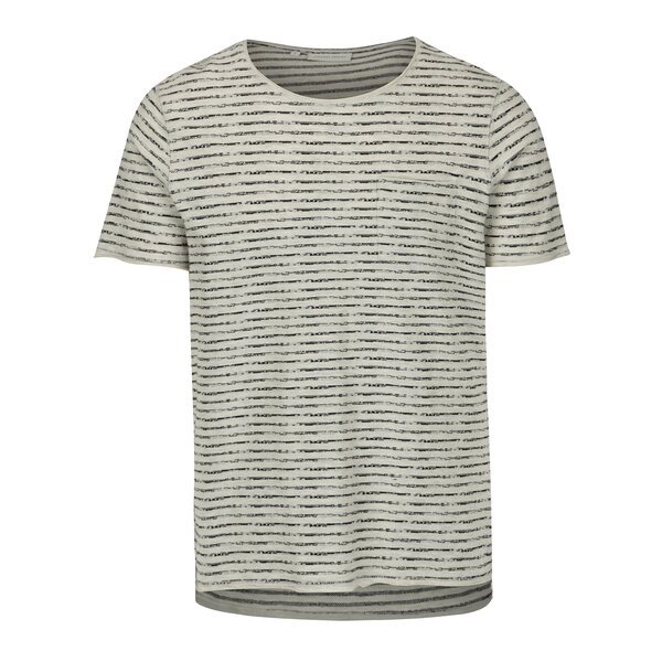 Tricou bej cu dungi si buzunar la piept - Casual Friday by Blend