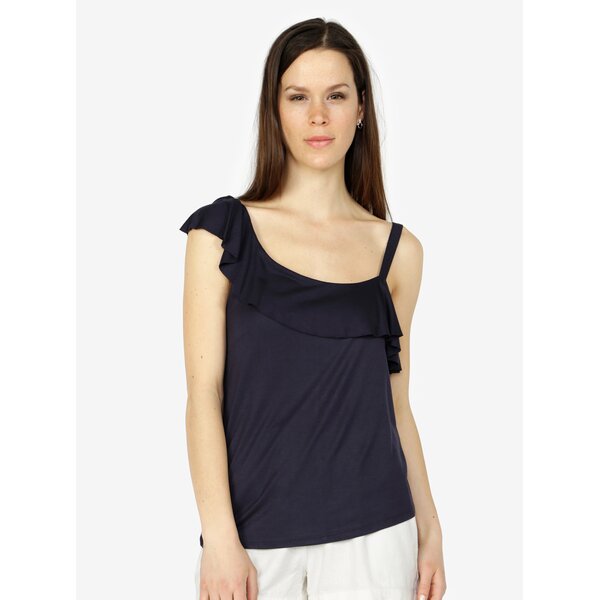 Top bleumarin asimetric cu volane - VERO MODA Jemia
