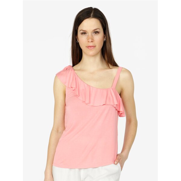 Top asimetric roz cu volane - VERO MODA Jemia