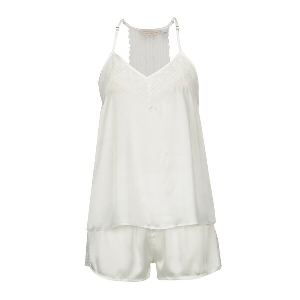 Pijama alba satinata cu top si pantaloni scurti - Dorothy Perkins