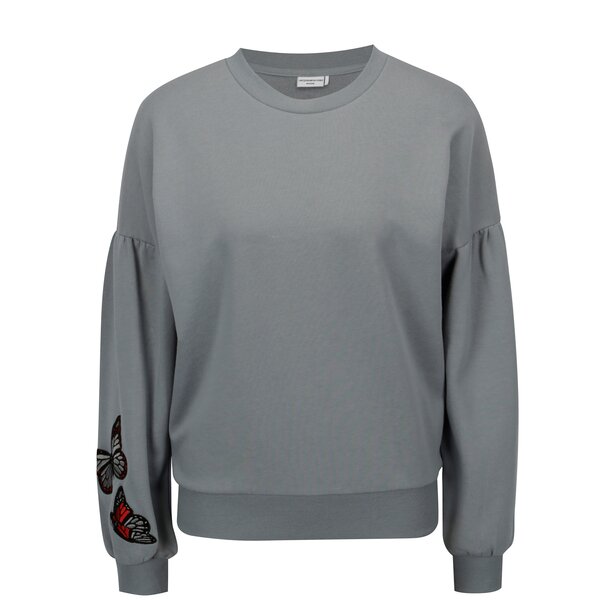 Bluza gri cu maneci balon si broderie Jacqueline de Yong Bille