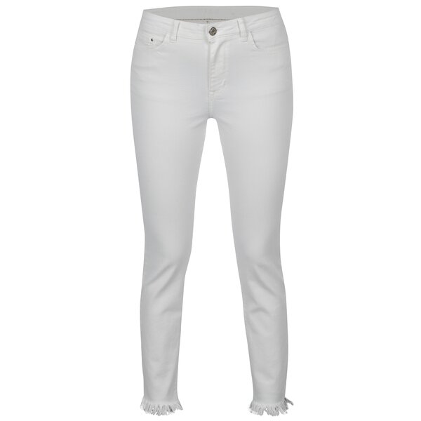 Blugi skinny albi cu franjuri la terminatie - VILA Junas