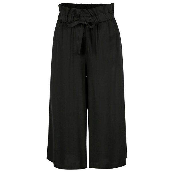 Pantaloni culottes negri cu cordon in talie - VILA Amaly