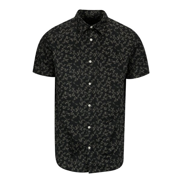 Camasa gri inchis din bumbac cu print floral discret - Jack & Jones Premium Jamie