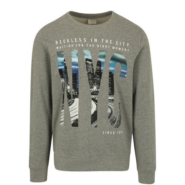 Bluza gri melanj cu print - Jack & Jones Premium Jorword Sweat