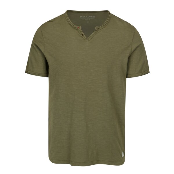 Tricou verde melanj cu nasturi decorativi Jack & Jones Premium Benjamin