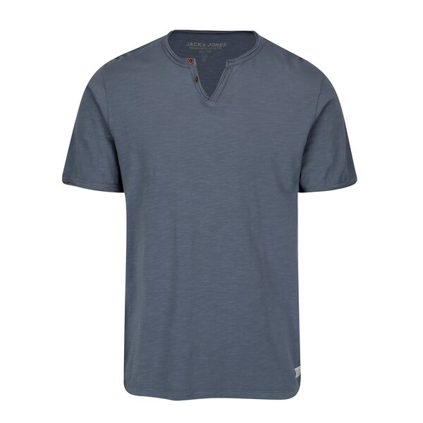 Tricou albastru cu nasturi decorativi Jack & Jones Premium Benjamin