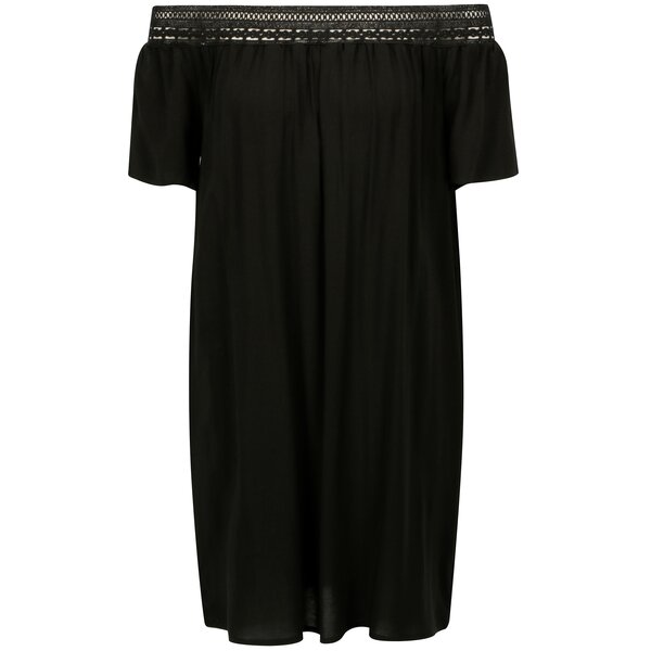 Rochie neagra cu broderie sparta si umeri expusi Jacqueline de Yong Fame