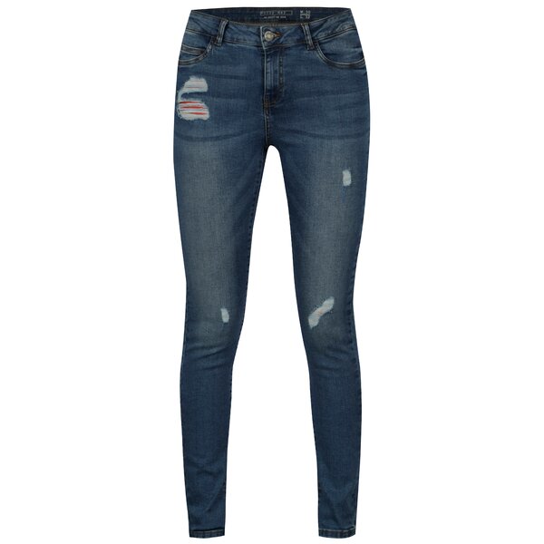 Blugi slim fit albastri cu aspect uzat - Noisy May Lucy