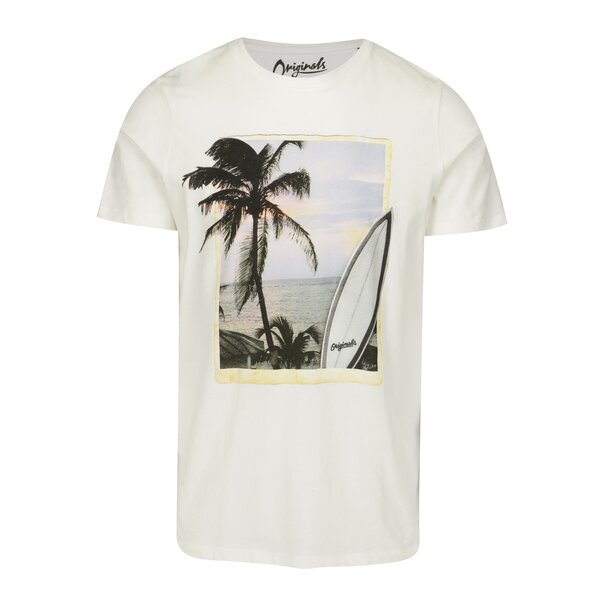Tricou alb cu print peisaj Jack & Jones Premium Horizon Surf