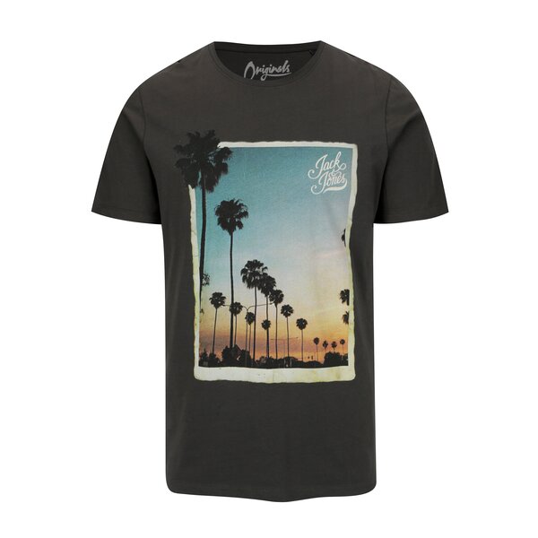 Tricou gri inchis cu print peisaj Jack & Jones Premium Horizon