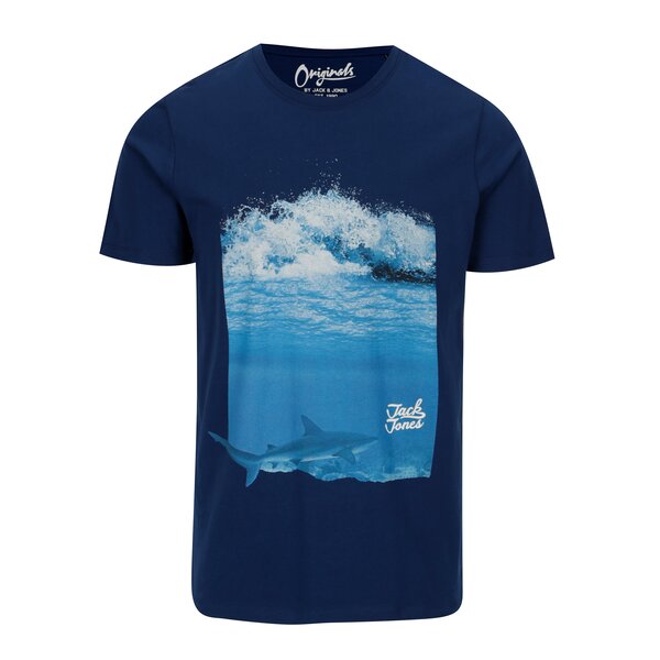 Tricou bleumarin cu print ocean Jack & Jones Premium Horizon