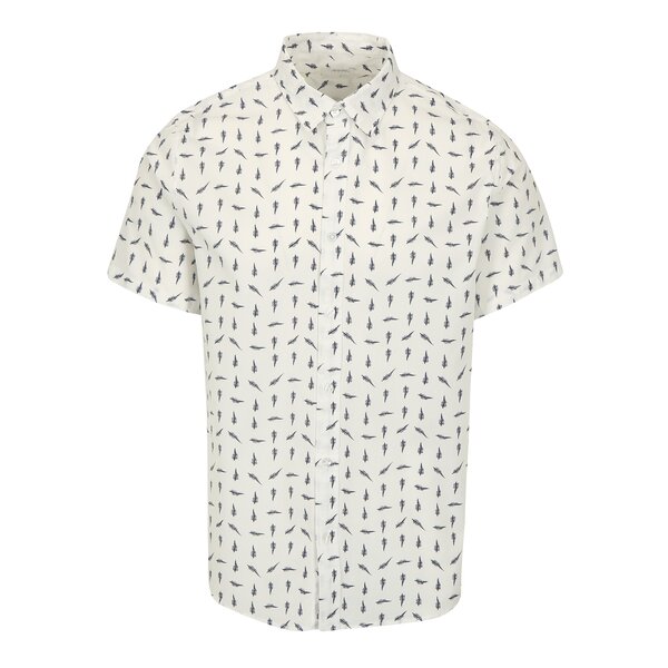 Camasa alba din bumbac cu print pene - Burton Menswear London