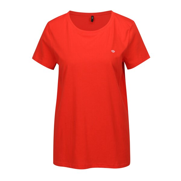 Tricou rosu cu broderie buze - ONLY Nora