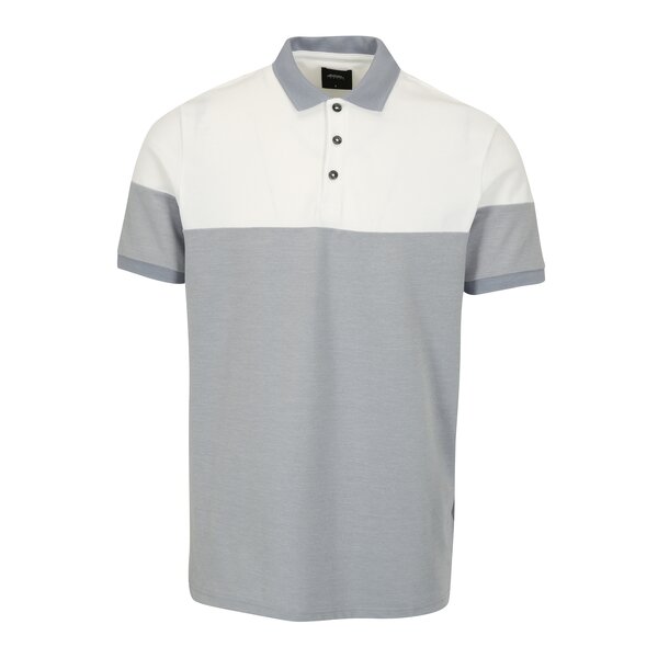 Tricou polo alb & bleu melanj - Burton Menswear London