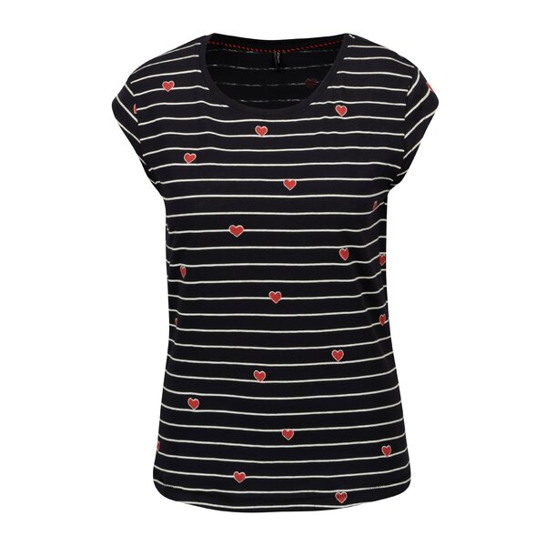 Tricou bleumarin in dungi cu print - ONLY Bone