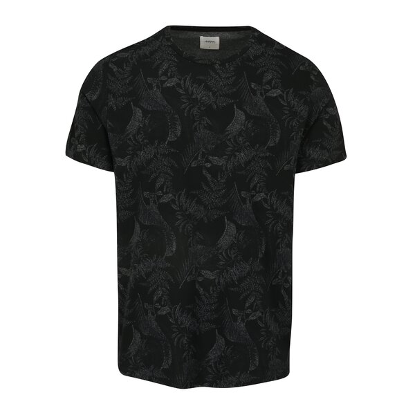 Tricou negru cu print frunze - Burton Menswear London