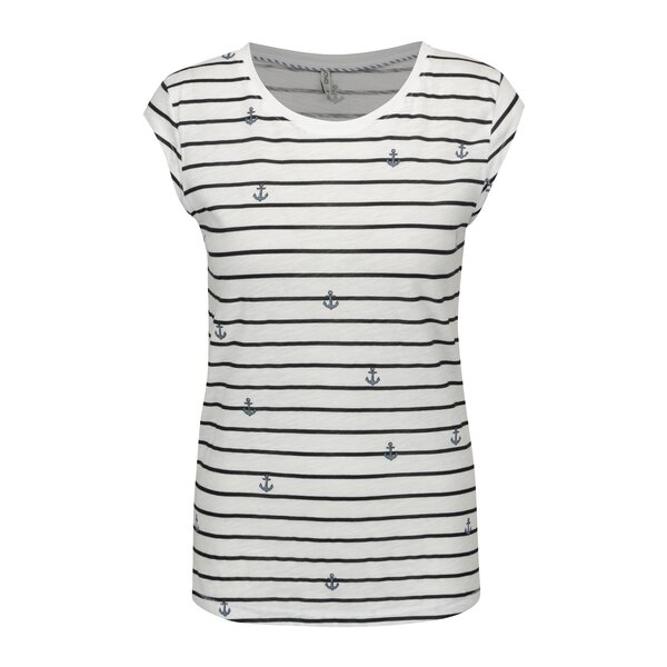 Tricou alb in dungi cu print ancore - ONLY Bone