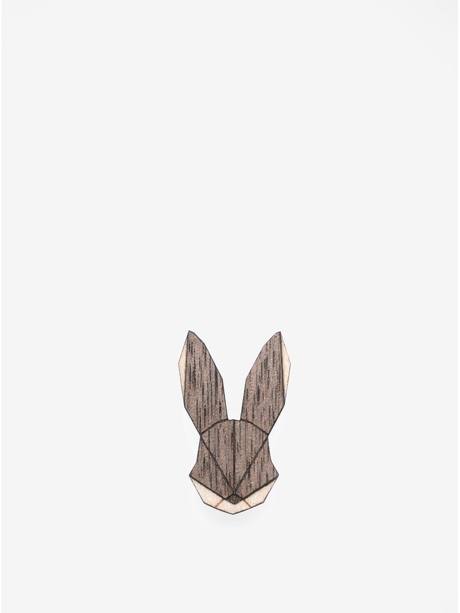 Brosa din lemn in forma de iepure - BeWooden Hare Brooch