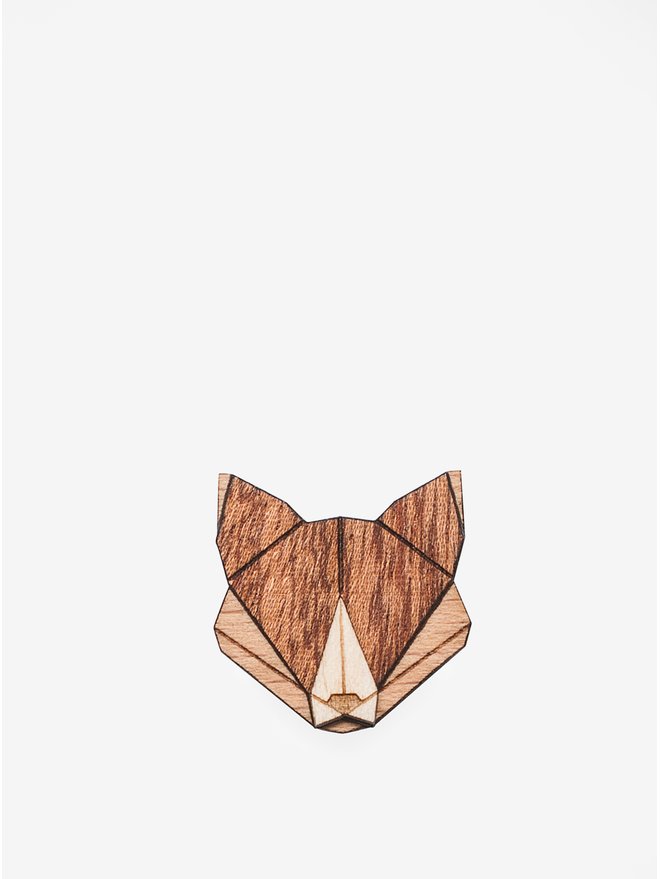 Brosa din lemn in forma de vulpe - BeWooden Fox Brooch