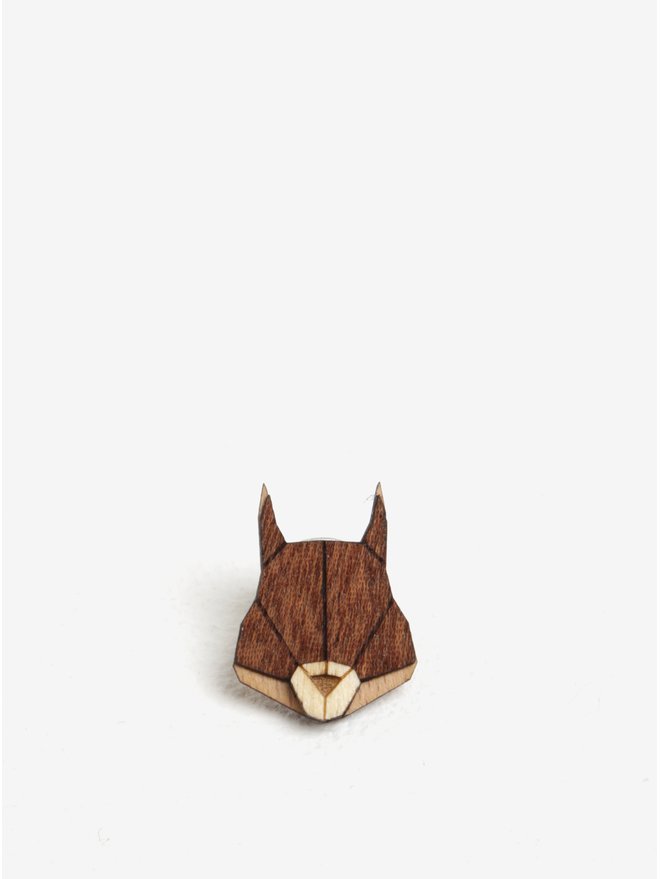 Brosa din lemn in forma de veverita - BeWooden Squirrel Brooch