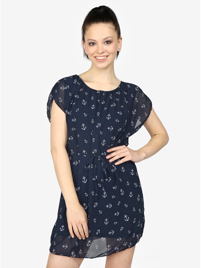 Rochie vaporoasa bleumarin cu cordon Hailys Anne