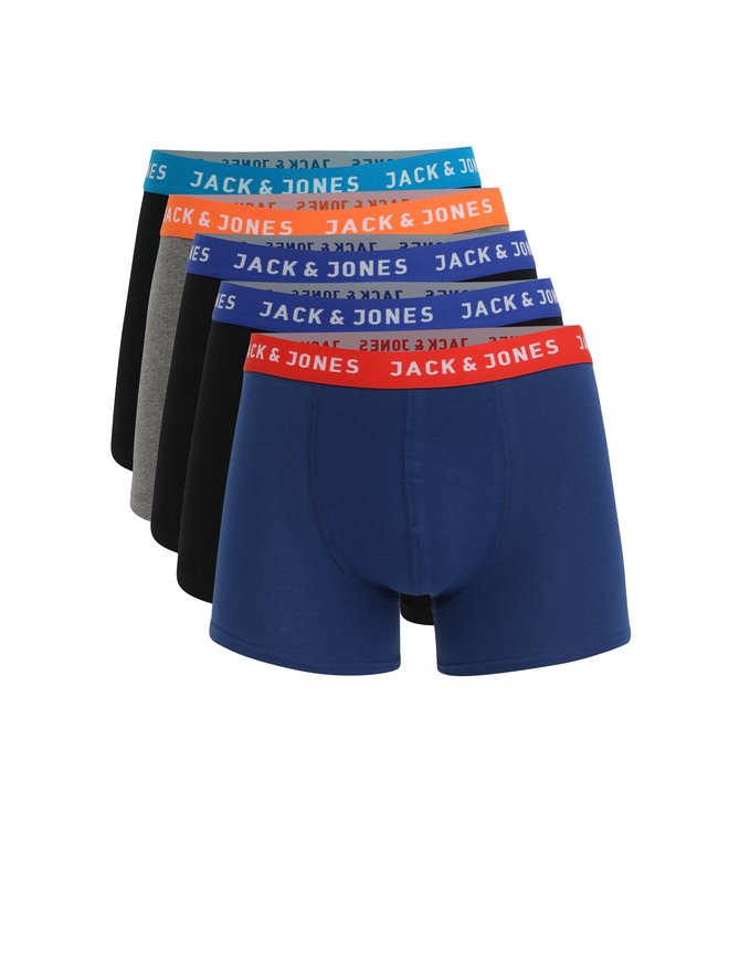 Set de 5 perechi de boxeri in culorile albastru inchis, gri si negru Jack & Jones Dewey