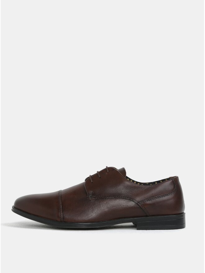 Pantofi barbatesti maro inchis din piele naturala Burton Menswear London 
