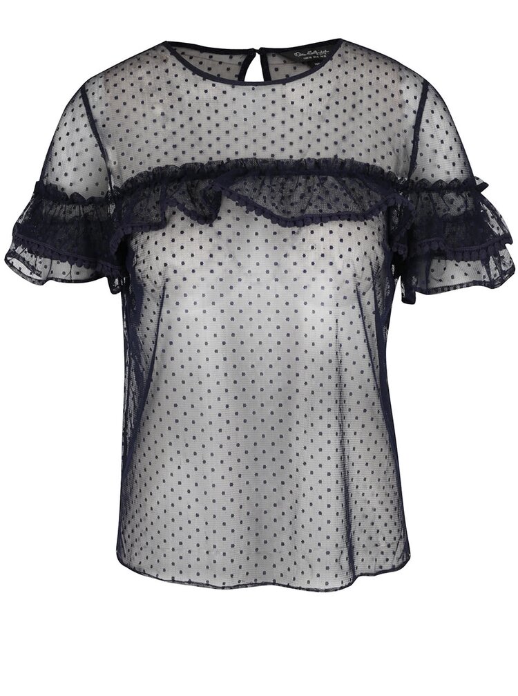 Bluza Transparenta Neagra Cu Buline Si Volane Miss Selfridge Zoot Ro