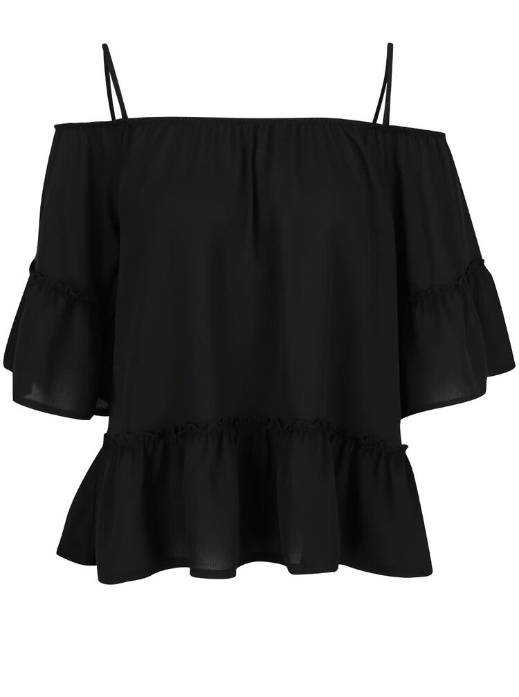 Bluza Neagra Haily S Cosa Cu Umerii Goi Si Volan Decorativ Zoot Ro