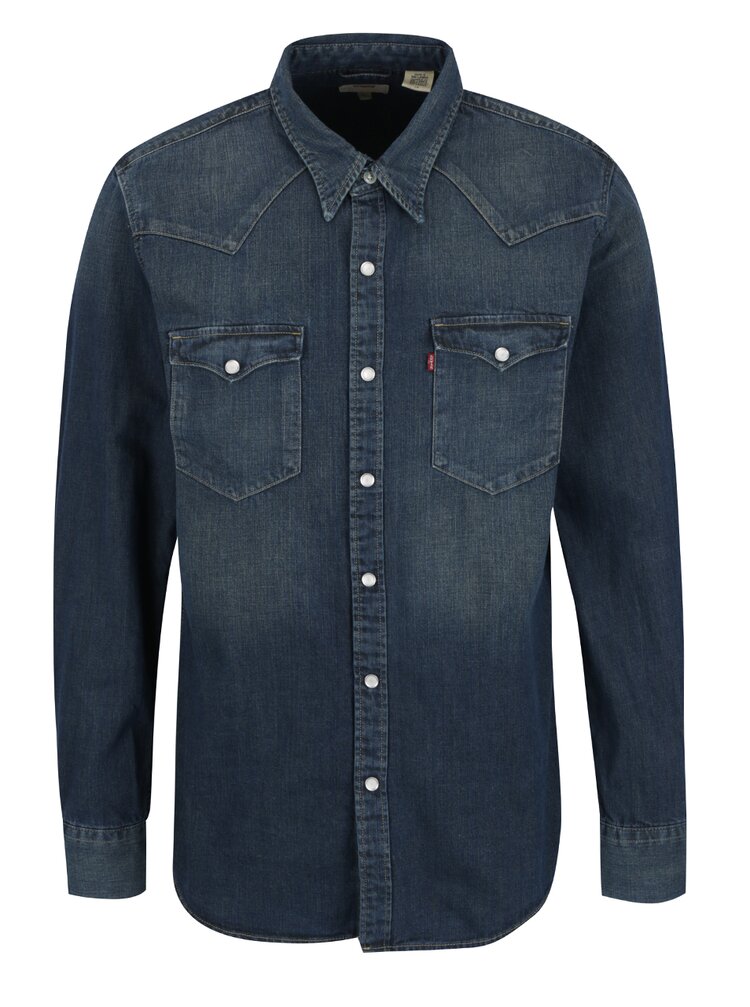 Camasa Albastru Inchis Din Denim Levi S Pentru Barbati Zoot Ro
