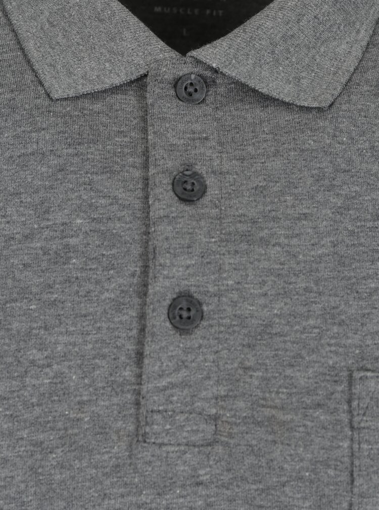 Tricou Polo Gri Melanj Cu Buzunar Pentru Barbati Burton Menswear London Zoot Ro
