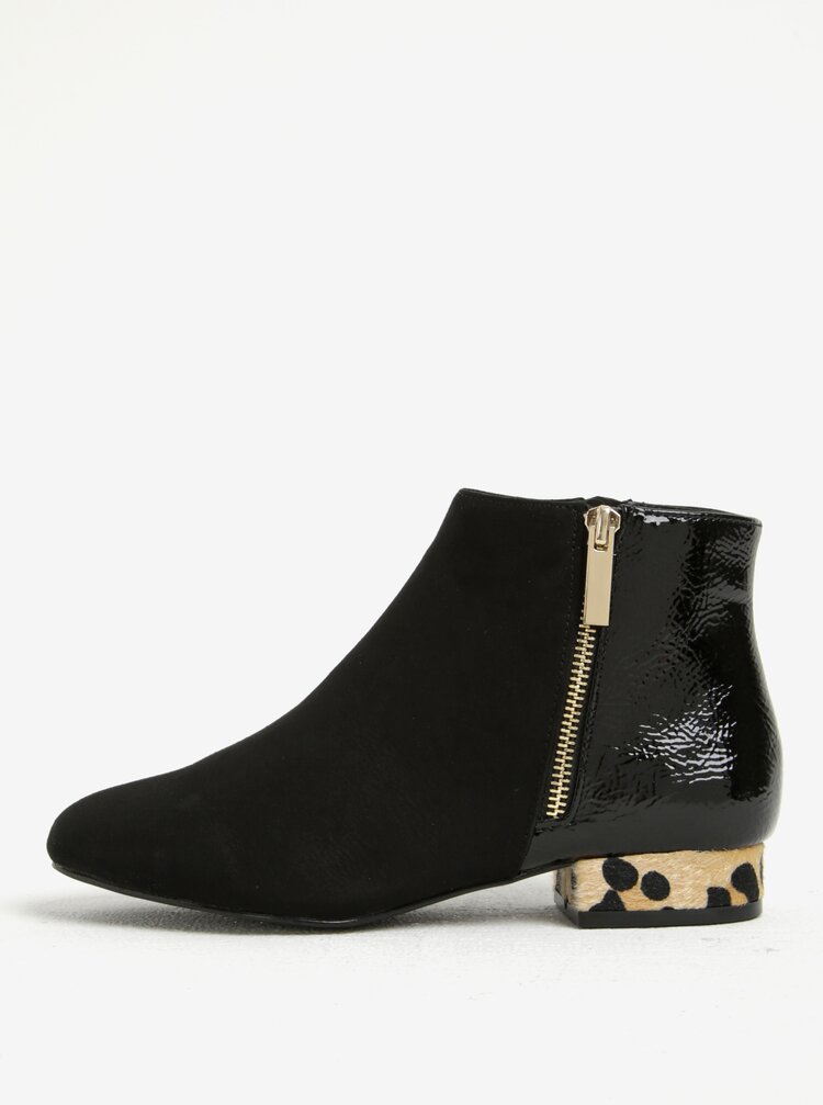 Botine Negre Fara Toc Cu Aplicatie Glossy Dorothy Perkins Zoot Ro