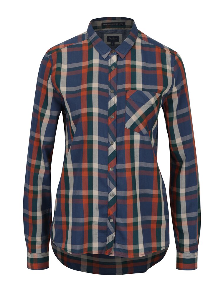 Camasa In Carouri Bleumarin Caramiziu Pentru Femei Pepe Jeans Petra Zoot Ro