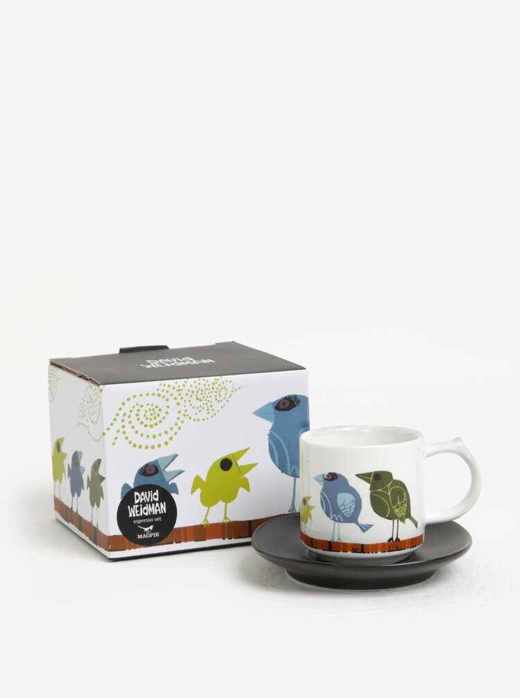 Bily Hrnek Na Espresso S Potiskem A Podsalkem Magpie Family Of