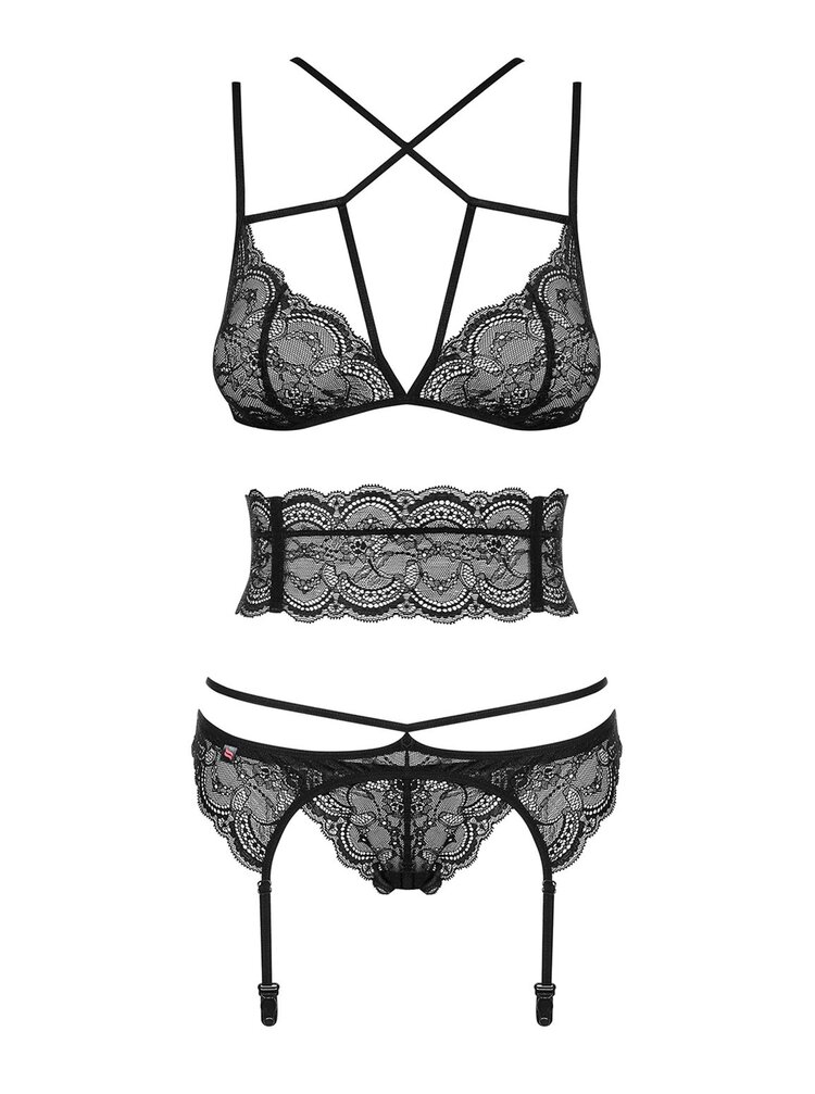 Set Din Trei Piese De Lenjerie Intima Din Dantela Obsessive