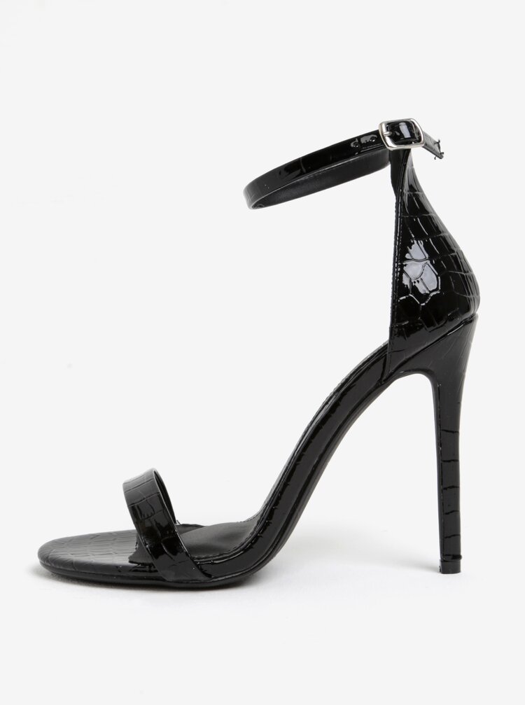 Sandale Negre Cu Toc Cui Si Model Piele De Sarpe Missguided Zoot Ro