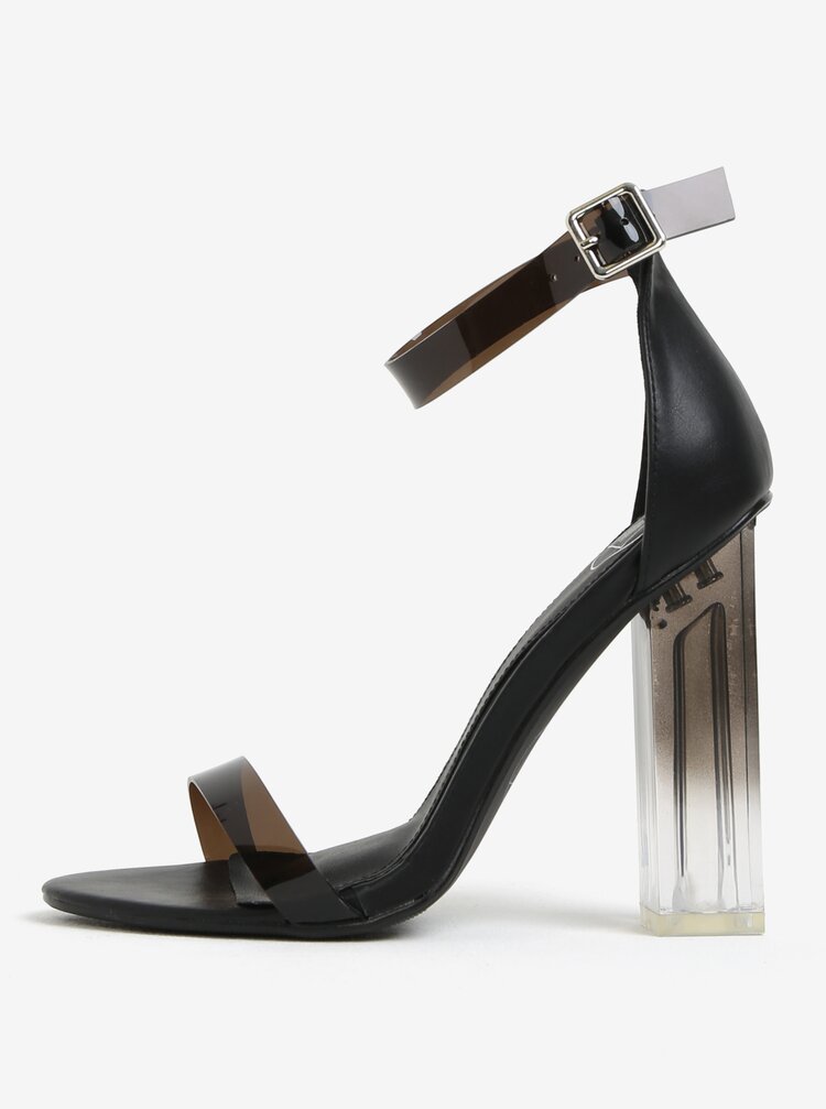 Sandale Negre Cu Toc Inalt Si Transparent Missguided Zoot Ro