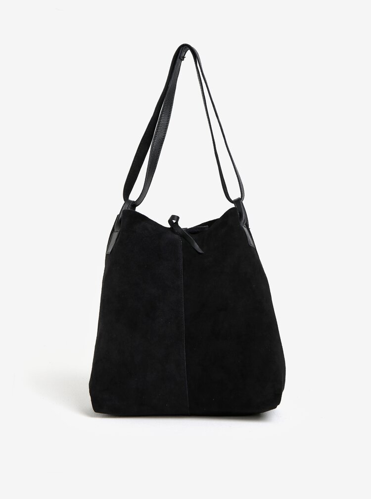 Geanta Shopper Neagra Din Piele Intoarsa Zoot Zoot Ro