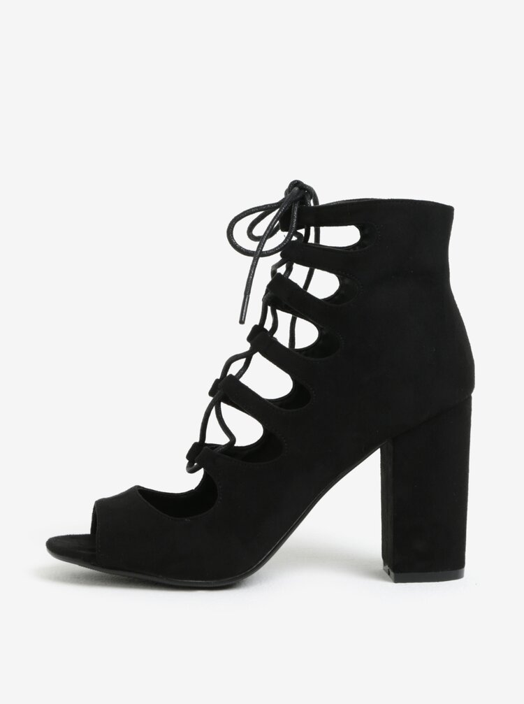 Sandale Inalte Negre Cu Sireturi Missguided Zoot Ro