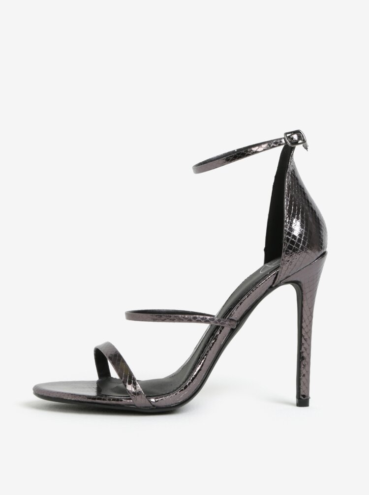 Sandale Negre Glossy Cu Toc Inalt Missguided Zoot Ro