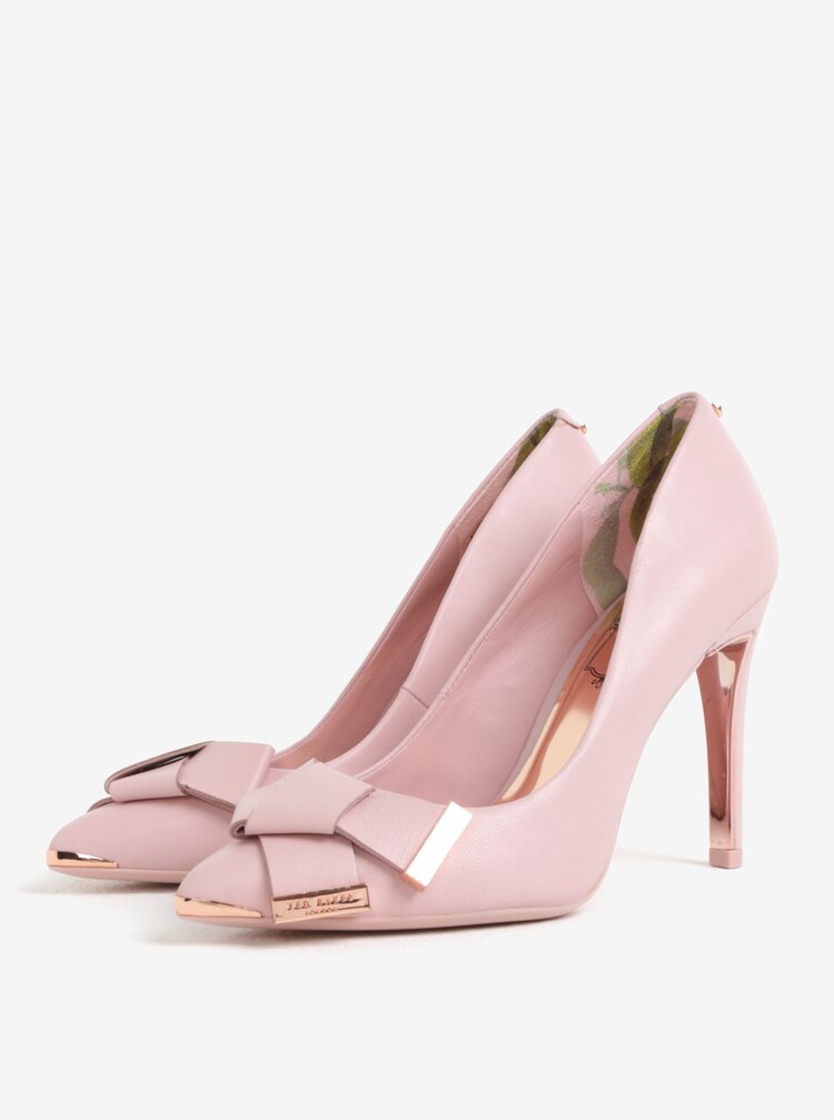 Pantofi Stiletto Roz Din Piele Naturala Cu Funda Ted Baker Ayelar