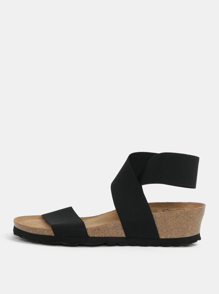 Sandale Negre Cu Platforma Wedge Si Barete Elastice Ojju Zoot Ro