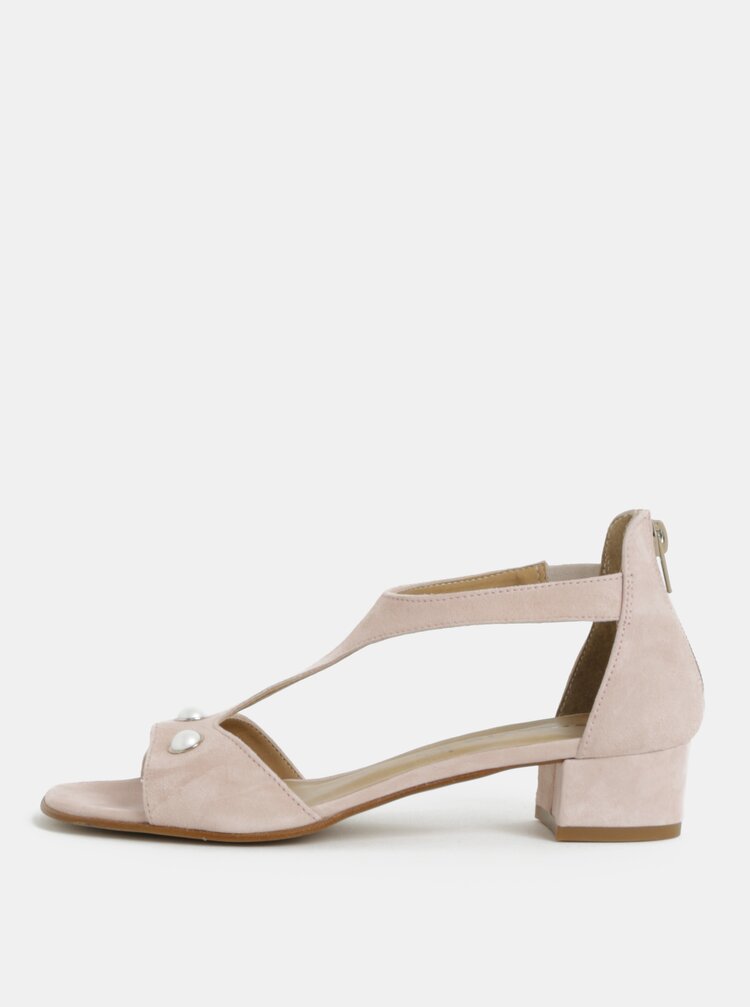 Sandale Roz Deschis Din Piele Intoarsa Cu Toc Mic Tamaris Zoot Ro