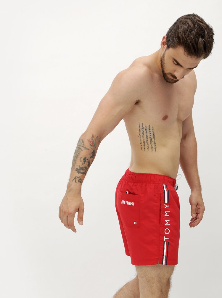 Pantaloni Scurti De Baie Rosii Cu Imprimeu Tommy Hilfiger Zoot Ro