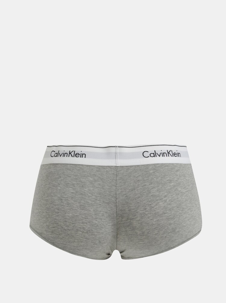 Boxeri Gri Melanj Cu Banda Lata Si Logo Pentru Femei Calvin