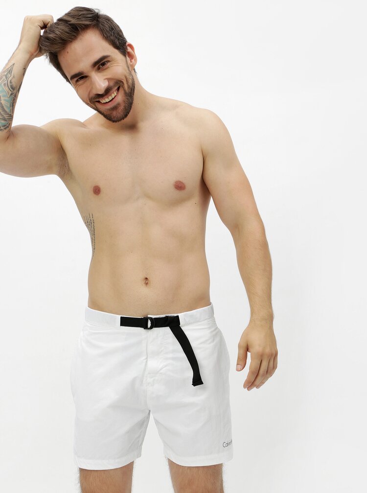 Pantaloni Scurti De Baie Albi Pentru Barbati Calvin Klein