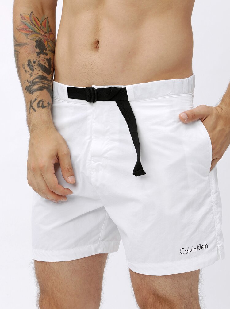 Pantaloni Scurti De Baie Albi Pentru Barbati Calvin Klein