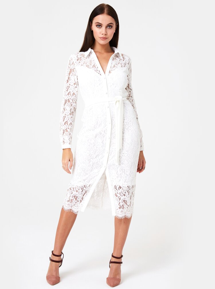 Rochie Tip Camasa Alba Din Dantela Paper Dolls Zoot Ro